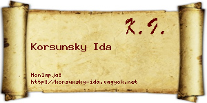 Korsunsky Ida névjegykártya